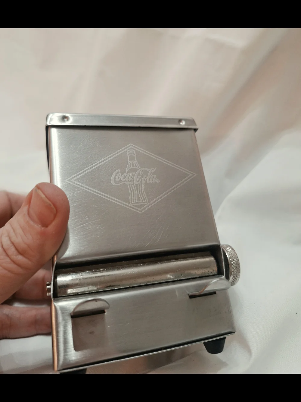 Vintage Coca-Cola Branded Stainless Steel Toothpick Dispenser- Silver